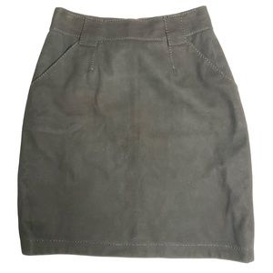 Peruvian Connection Suede Leather Skirt Belted Pockets Black Lined Size 2
